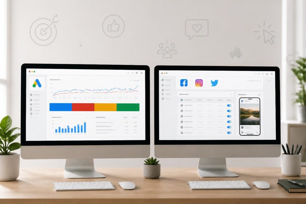 Publicité en ligne pour débutants : Google Ads vs réseaux sociaux